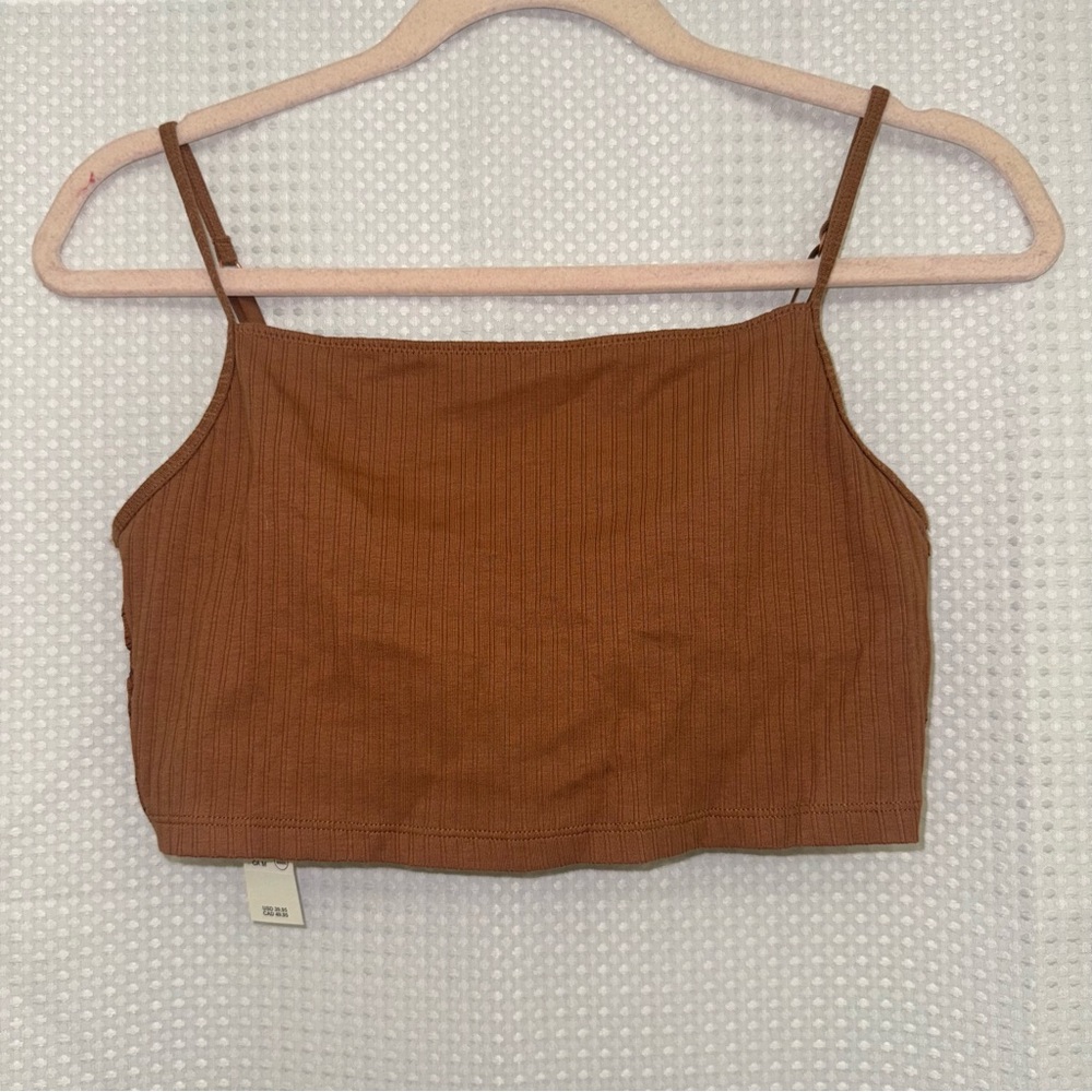 Aerie ribbed crop tank lace back M NWT